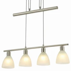 Pendellamper|Pendellamper ^ Lindby hængelampe Simeon, nikkelfarvet, glas, 73 cm, E14