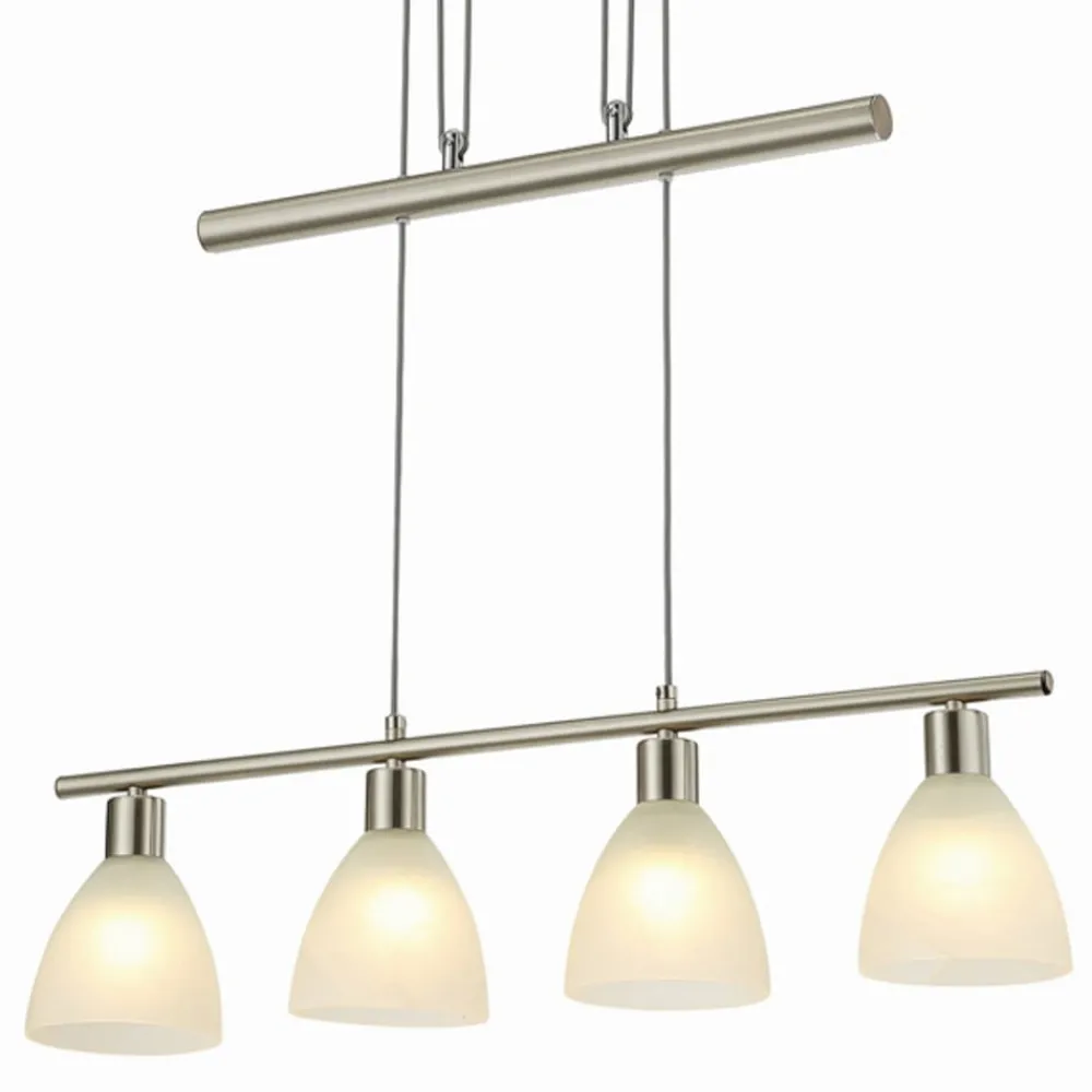 Pendellamper|Pendellamper ^ Lindby hængelampe Simeon, nikkelfarvet, glas, 73 cm, E14