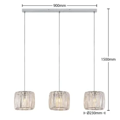 Lindby Pendellamper|Pendellamper > hængelampe Sofia, 107 cm, 3 lyskilder, E14, krom/klar