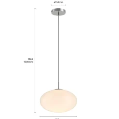 Lindby Pendellamper|Pendellamper > hængelampe Sonika, Ø 40 cm, nikkelfarvet, glas, E27