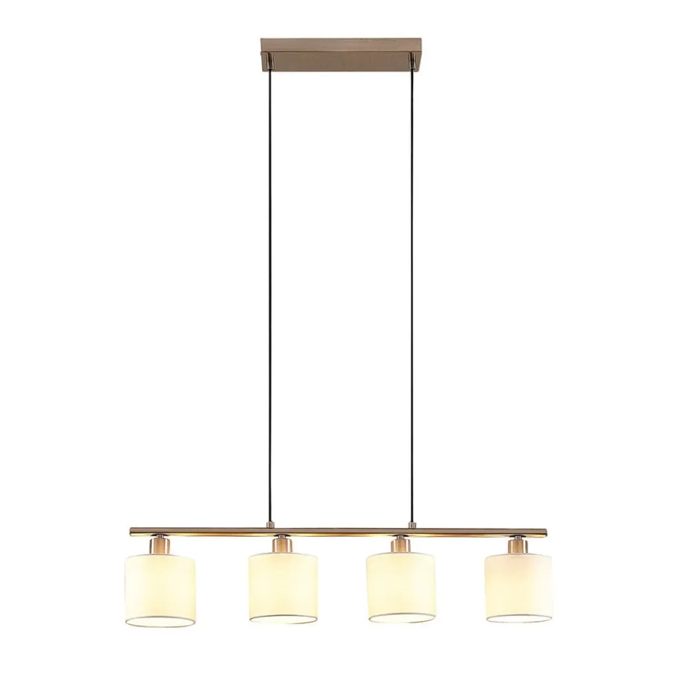 Lindby Pendellamper > hængelampe Stannis, 75 cm, hvid, 4 lyskilder, tekstil