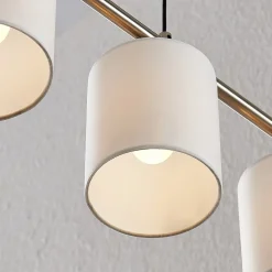 Lindby Pendellamper > hængelampe Stannis, 75 cm, hvid, 4 lyskilder, tekstil