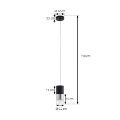 Lindby Pendellamper > hængelampe Svante, 1 lyskilde, sort, glas, Ø 10cm
