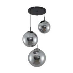 Lindby Pendellamper|Pendellamper > hængelampe Teeja, smoke, 3 lyskilder, Ø52cm, glas, E27