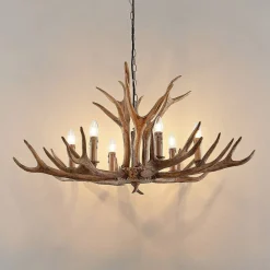 Pendellamper ^ Lindby hængelampe Tejask, Ø 102 cm, 6 lyskilder, gevir, E14