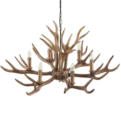 Pendellamper ^ Lindby hængelampe Tejask, Ø 102 cm, 6 lyskilder, gevir, E14