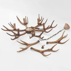 Pendellamper ^ Lindby hængelampe Tejask, Ø 102 cm, 6 lyskilder, gevir, E14