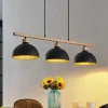 Lindby Pendellamper|Pendellamper > hængelampe Tirzana, 3 lyskilder, sort, metal, træ