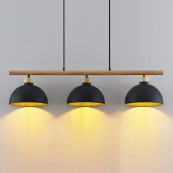 Lindby Pendellamper|Pendellamper > hængelampe Tirzana, 3 lyskilder, sort, metal, træ