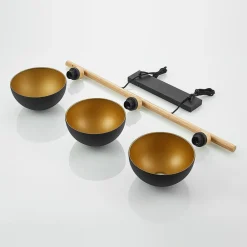 Lindby Pendellamper|Pendellamper > hængelampe Tirzana, 3 lyskilder, sort, metal, træ