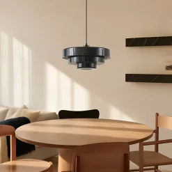 Lindby Pendellamper|Pendellamper > hængelampe Tivra, sort, Ø 35 cm, metal, E27