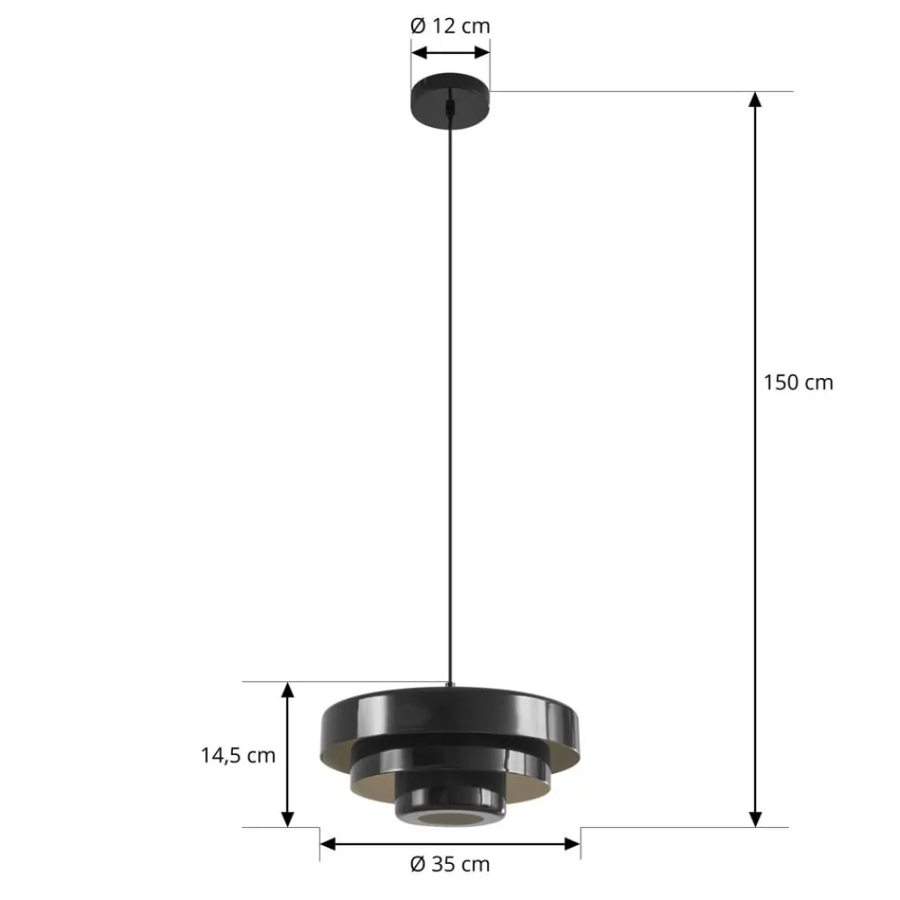 Lindby Pendellamper|Pendellamper > hængelampe Tivra, sort, Ø 35 cm, metal, E27