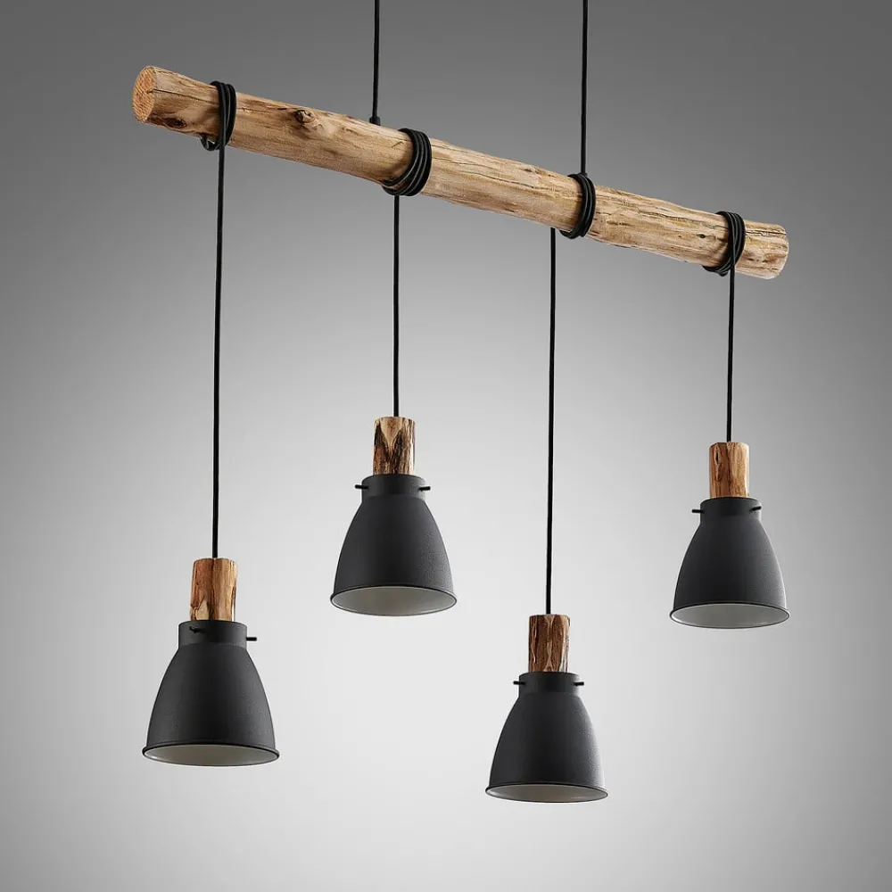 Lindby Pendellamper|Pendellamper > hængelampe Trebale, E14, Ø 15 cm, 4 lyskilder, træ