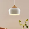 Lindby Pendellamper|Pendellamper > hængelampe Vilsera, hvid, metal/træ, 26 cm, E27