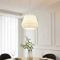 Lindby Pendellamper|Pendellamper > hængelampe Vitore, Ø 40 cm, tekstil, hvid