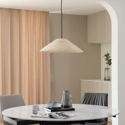Lindby Pendellamper > hængelampe Zyralia, træfarvet, rattan, Ø 50 cm