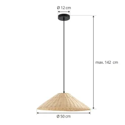 Lindby Pendellamper > hængelampe Zyralia, træfarvet, rattan, Ø 50 cm