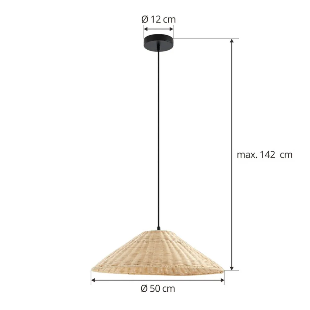 Lindby Pendellamper > hængelampe Zyralia, træfarvet, rattan, Ø 50 cm
