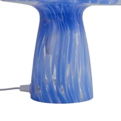Lindby Bordlamper > Hubi bordlampe, blå, glas, Ø 22 cm, svampeform