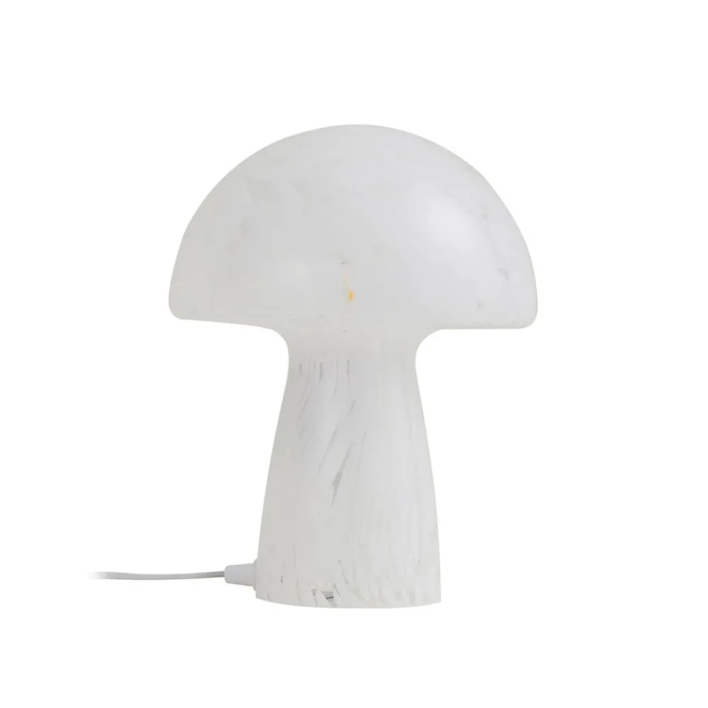 Lindby Bordlamper > Hubi bordlampe, hvid, glas, Ø 22 cm, svampeform