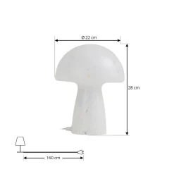 Lindby Bordlamper > Hubi bordlampe, hvid, glas, Ø 22 cm, svampeform