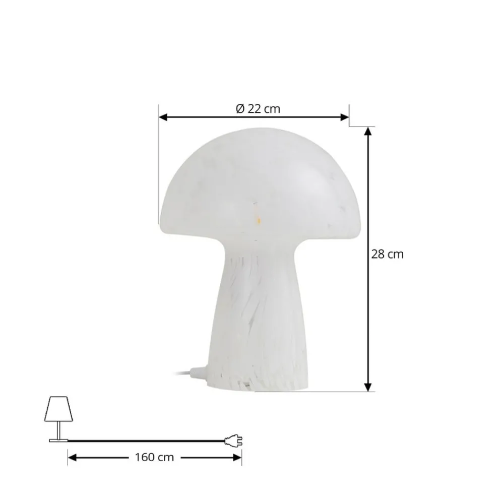 Lindby Bordlamper > Hubi bordlampe, hvid, glas, Ø 22 cm, svampeform