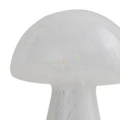 Lindby Bordlamper > Hubi bordlampe, hvid, glas, Ø 22 cm, svampeform