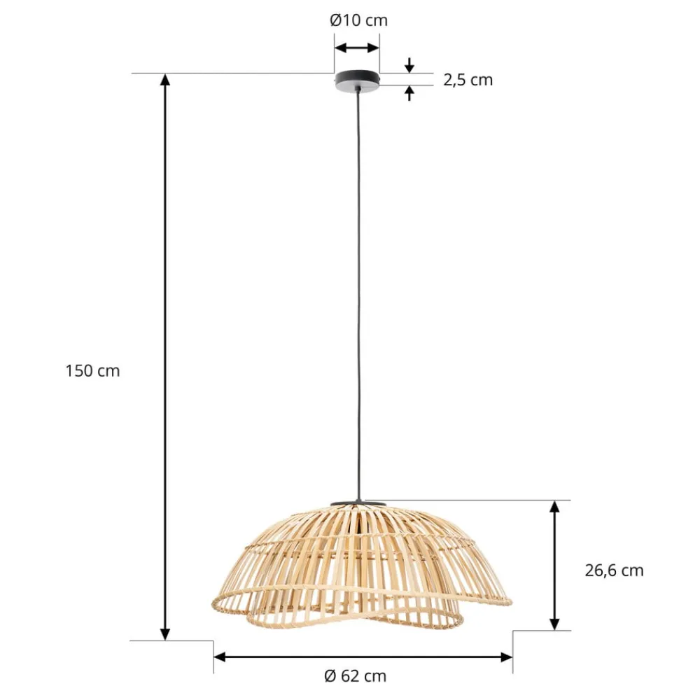 Pendellamper|Pendellamper ^ Lindby Ilajus hængelampe, Ø 62 cm, bambus, E27