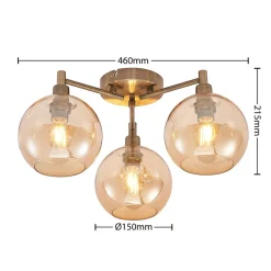 Loftlamper|Pendellamper ^ Lindby Jemissa loftlampe, 3 lyskilder, ravgul