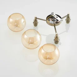 Loftlamper|Pendellamper ^ Lindby Jemissa loftlampe, 3 lyskilder, ravgul