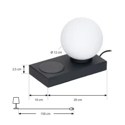 Lindby Arbejdsrum/Kontor|Bordlamper > Junis bordlampe, sort, opladningsfunktion