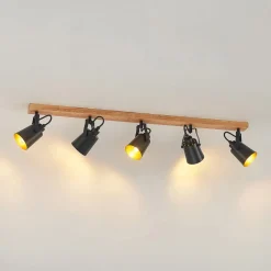 Lindby Loftlamper|Spotlights > Kimban loftspot, 5 lyskilder, 106 cm, træ, metal