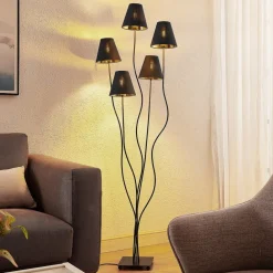 Lindby Gulvlamper > Komalie gulvlampe, 5 lyskilder, sort
