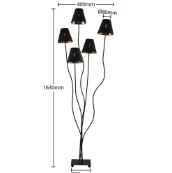 Lindby Gulvlamper > Komalie gulvlampe, 5 lyskilder, sort