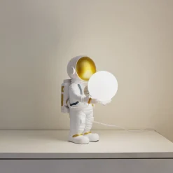 Lindby Bordlamper > Kosmo bordlampe, hvid/guld, keramik, glas