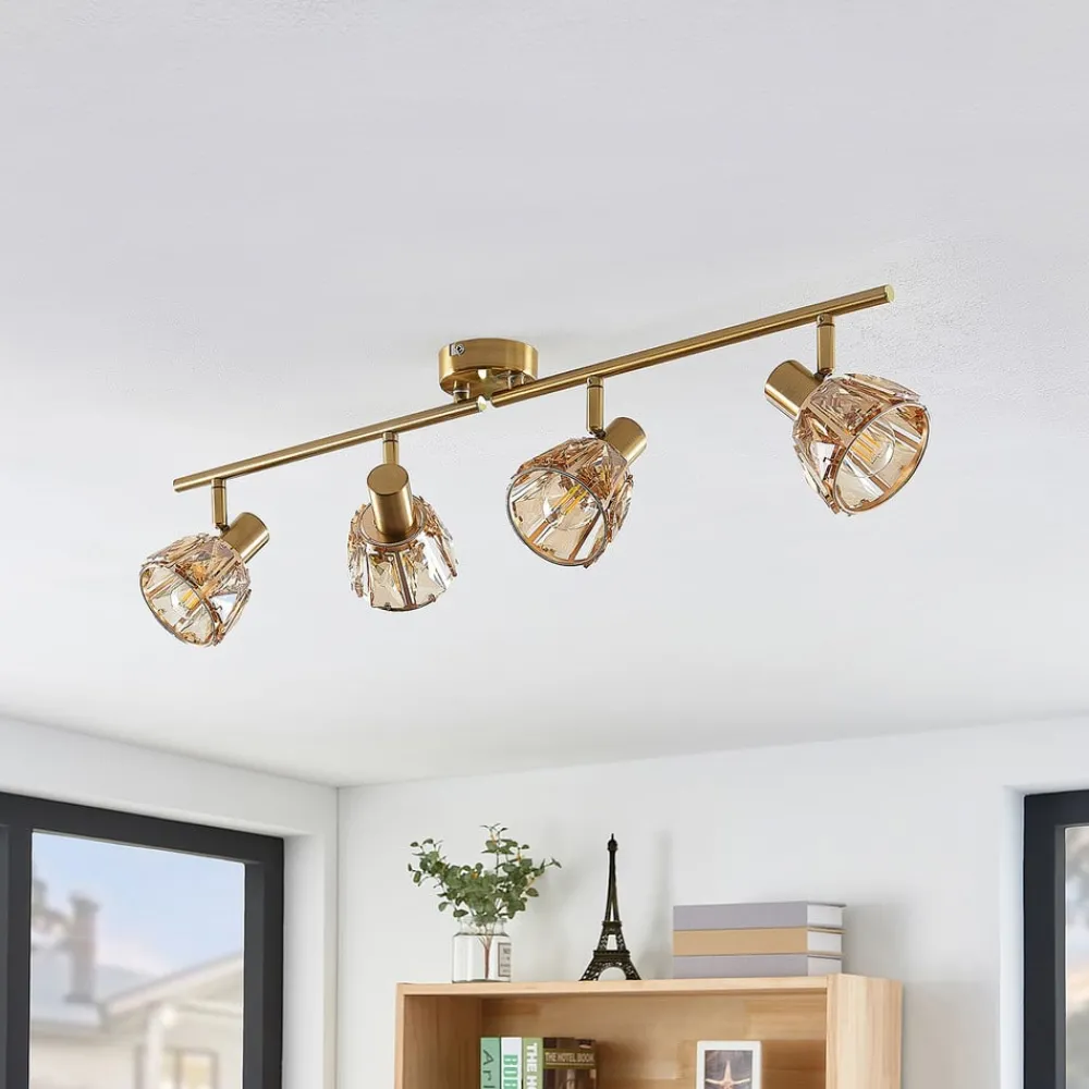 Gang|Loftlamper ^ Lindby Kosta loftlampe, 4 lyskilder, messing