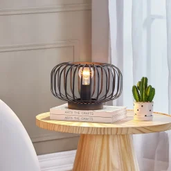 Bordlamper ^ Lindby Krish bordlampe i bur-look, sort