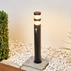 Gadebelysning Med Sensor|Terrassebelysning ^ Lindby Lanea LED-vejlampe, 60 cm, sort, sensor, IP44