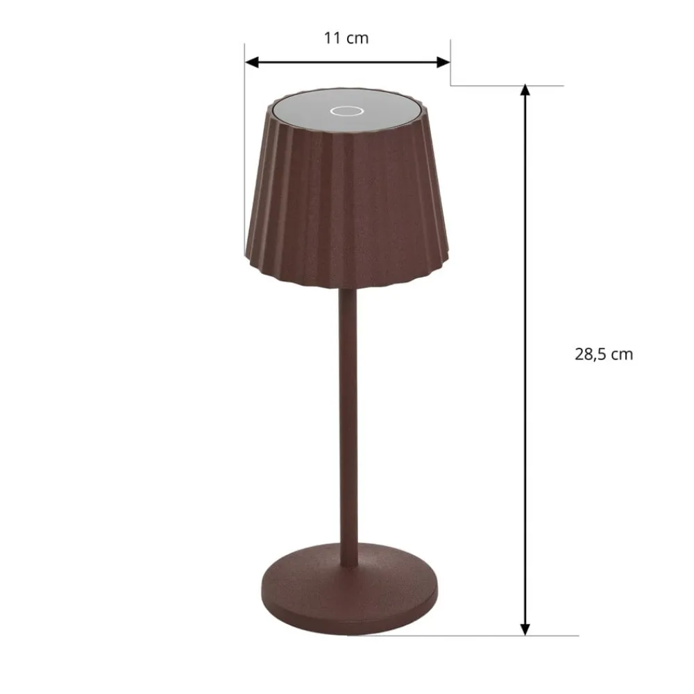 Dekorationsbelysning|Bordlamper ^ Lindby LED-batteridrevet bordlampe Esali, rustbrun, IP65