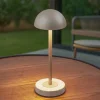 Dekorationsbelysning|Terrassebelysning ^ Lindby LED-batteridrevet bordlampe Pippin, guld/travertin, IP44