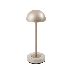 Dekorationsbelysning|Terrassebelysning ^ Lindby LED-batteridrevet bordlampe Pippin, guld/travertin, IP44