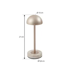 Dekorationsbelysning|Terrassebelysning ^ Lindby LED-batteridrevet bordlampe Pippin, guld/travertin, IP44