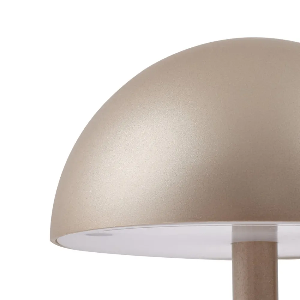 Dekorationsbelysning|Terrassebelysning ^ Lindby LED-batteridrevet bordlampe Pippin, guld/travertin, IP44