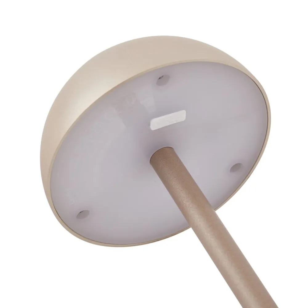 Dekorationsbelysning|Terrassebelysning ^ Lindby LED-batteridrevet bordlampe Pippin, guld/travertin, IP44