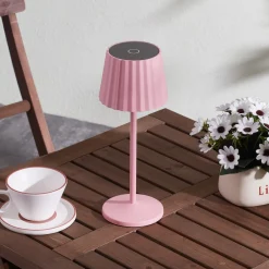 Lindby Dekorationsbelysning|Terrassebelysning > LED-batteridrevet bordlampe Esali, pink, metal, IP54