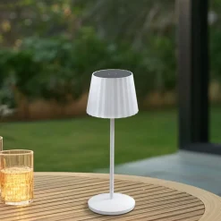 Lindby Dekorationsbelysning > LED-batteridrevet bordlampe Esali, hvid, riller, 29 cm
