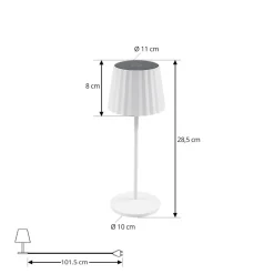 Lindby Dekorationsbelysning > LED-batteridrevet bordlampe Esali, hvid, riller, 29 cm