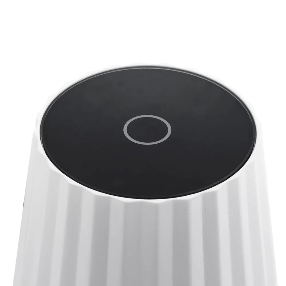Lindby Dekorationsbelysning > LED-batteridrevet bordlampe Esali, hvid, riller, 29 cm