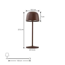 Lindby Dekorationsbelysning|Terrassebelysning > LED-bordlampe Arietty, brun, dæmpbar, IP65