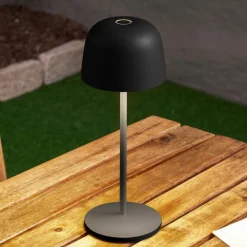 Dekorationsbelysning|Terrassebelysning ^ Lindby LED-bordlampe Arietty, sort, dæmpbar, IP65
